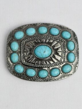 New beautiful Silver and turquoise color Belt Buckle